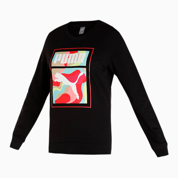 Graphic Crew Women's Regular Fit Sweat Shirt, Puma Black, extralarge-IND