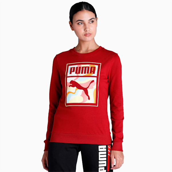 Graphic Crew Women's Regular Fit Sweat Shirt, Intense Red, extralarge-IND