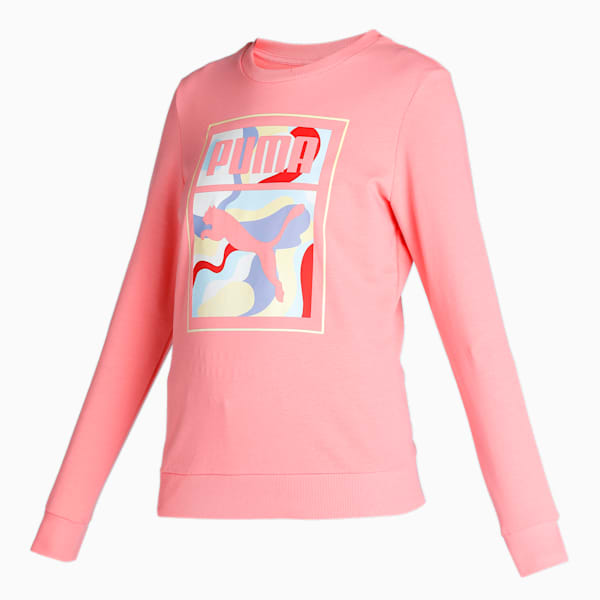Graphic Crew Women's Regular Fit Sweat Shirt, Carnation Pink, extralarge-IND