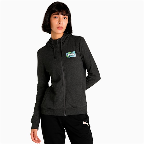 Graphic Women's Regular Fit Hoodie, Dark Gray Heather, extralarge-IND