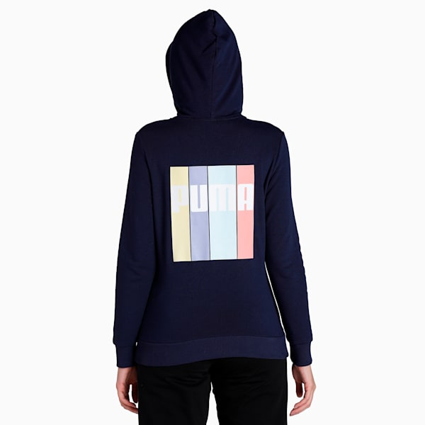 Full-Zip Women's Regular Fit Hooded Jacket, Peacoat, extralarge-IND