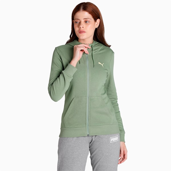 PUMA Full-Zip Women's Regular Fit Hooded Jacket, Dusty Green, extralarge-IND