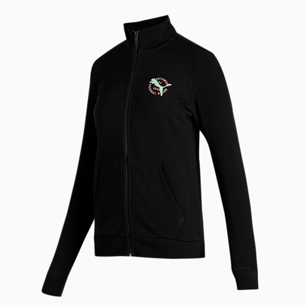Women's Regular Fit Graphic Logo Jacket VII, Puma Black, extralarge-IND