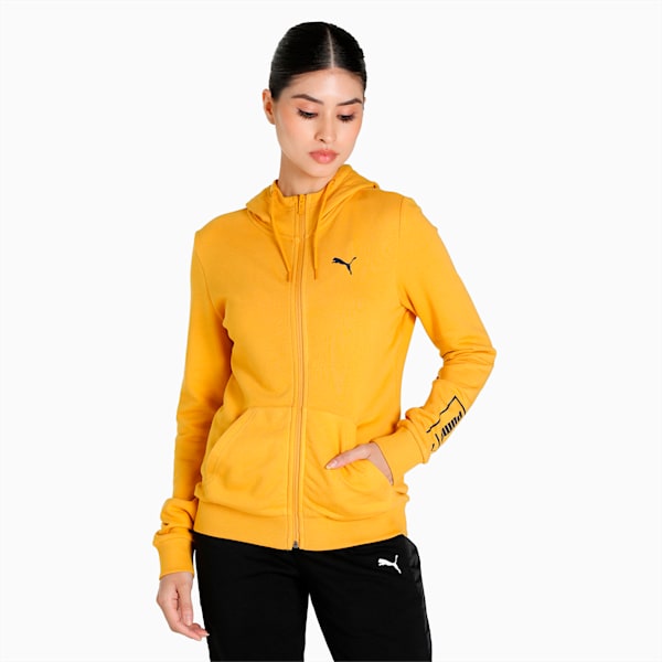 PUMA Full-Zip Women's Regular Fit Hooded Jacket, Mineral Yellow, extralarge-IND