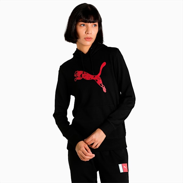 Graphic Women's Regular Fit Hoodie, Puma Black, extralarge-IND