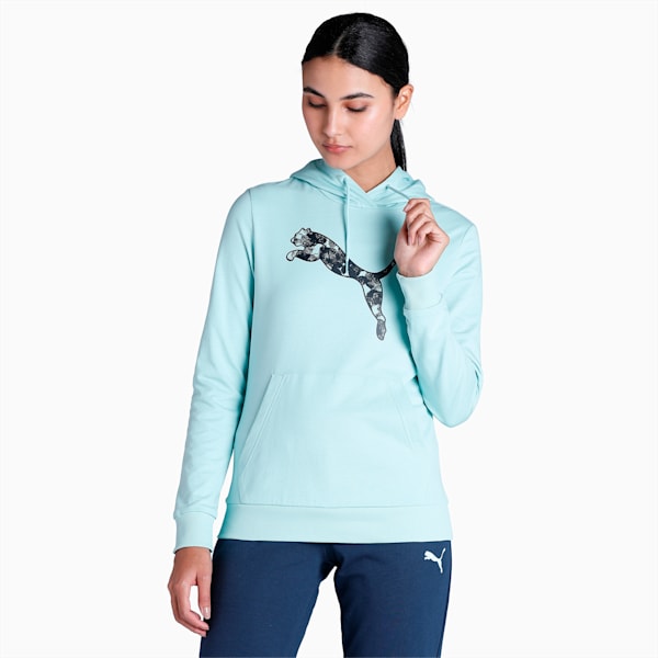 PUMA Graphic Women's Regular Fit Hoodie, Eggshell Blue, extralarge-IND