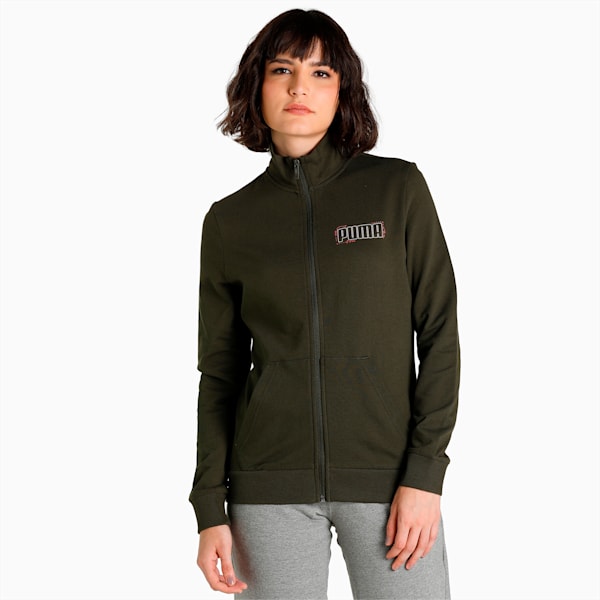PUMA Graphic Women's Regular Fit Jacket, Forest Night, extralarge-IND