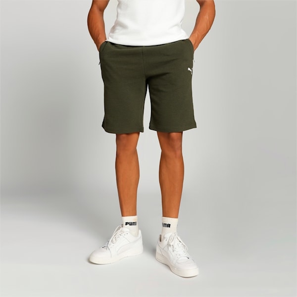 Ottoman Men's Regular Fit Shorts, Dark Olive-White Cat, extralarge-IND