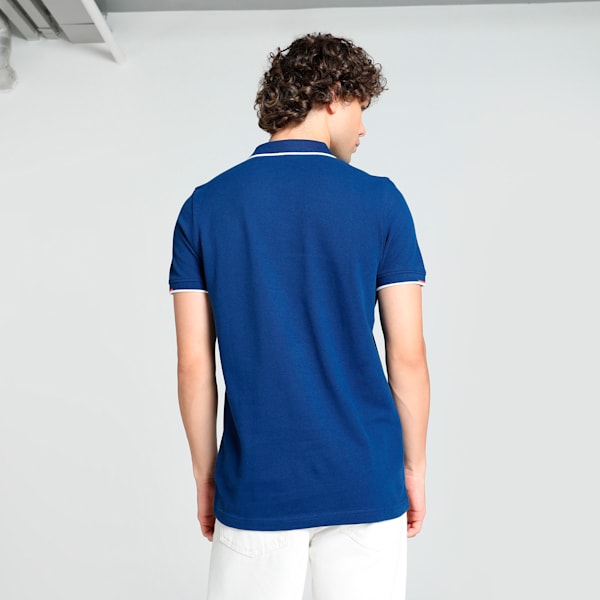 Contrast Tipping Men's Slim Fit Polo, Blazing Blue, extralarge-IND