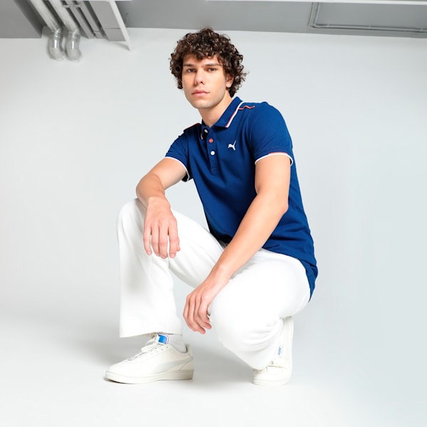 Contrast Tipping Men's Slim Fit Polo, Blazing Blue, extralarge-IND