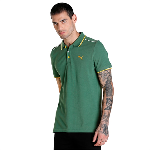 Contrast Tipping Men's Slim Fit Polo, Deep Forest, extralarge-IND