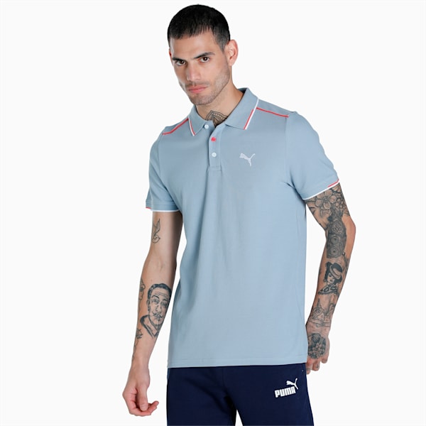 Contrast Tipping Men's Slim Fit Polo, Blue Wash, extralarge-IND