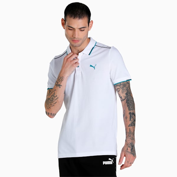 Contrast Tipping Men's Slim Fit Polo, Puma White, extralarge-IND