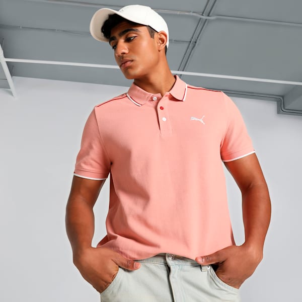 Contrast Tipping Men's Slim Fit Polo, Future Pink-Rosette, extralarge-IND