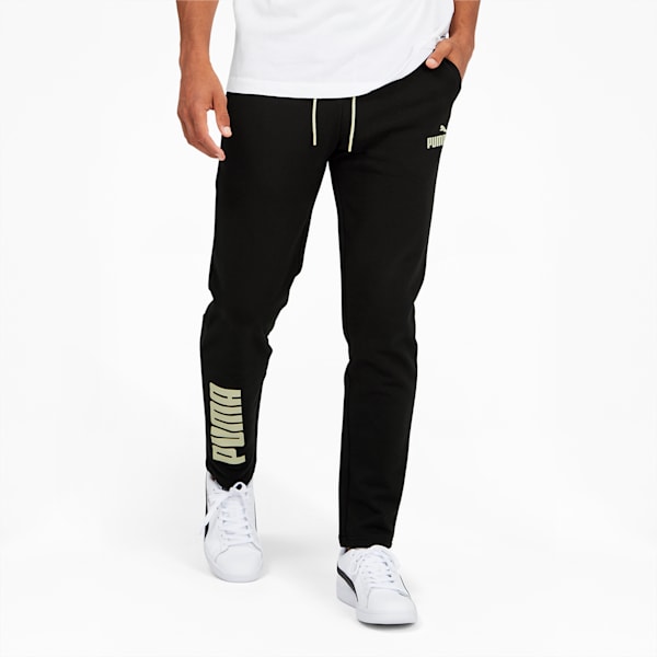 Power Colorblock Men's Pants, Puma Black-Spring Moss, extralarge