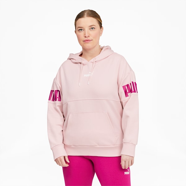 Power Color-Blocked Women's Hoodie, Chalk Pink, extralarge