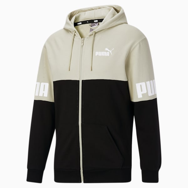 Power Full-Zip Men's Hoodie, Spring Moss-Puma Black, extralarge