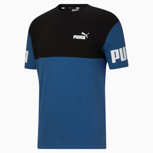 Power Color-Blocked Men's Tee, Lake Blue, extralarge