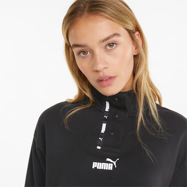 Sudadera con cuello redondo Power Tape para mujer, Puma Black, extralarge