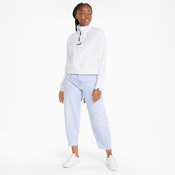 Chandail en molleton à col rond Power Tape Femme, Puma White, extralarge