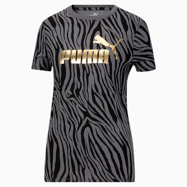 Tiger All-Over Print Women's Graphic Tee, Puma Black, extralarge