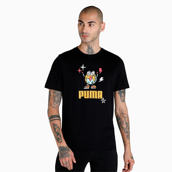 Men's Regular Fit Graphic T-Shirt, Puma Black, extralarge-IND