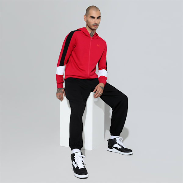 Men's Regular Fit full-Zip Hooded Jacket, Persian Red, extralarge-IND