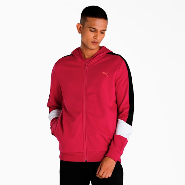 Men's Regular Fit full-Zip Hooded Jacket, Persian Red, extralarge-IND