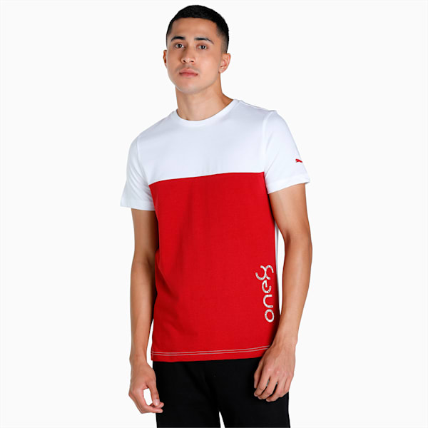 PUMA x one8 Colorblock Men's Slim Fit T-Shirt, Puma White, extralarge-IND