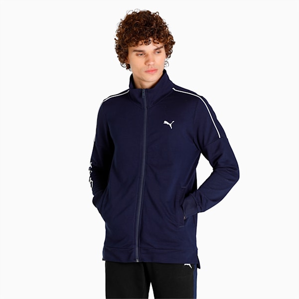 PUMA x one8 Slim Fit Men's Piping Jacket, Peacoat, extralarge-IND