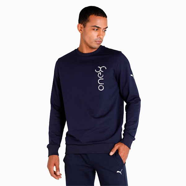 PUMA x one8 Logo Crew Men's Sweat Shirt, Peacoat, extralarge-IND