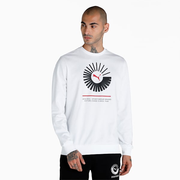 Graphic Crew-Neck Men's Regular Fit Sweatshirt, Puma White, extralarge-IND