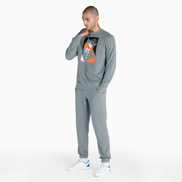Graphic Crew-Neck Men's Regular Fit Sweatshirt, Medium Gray Heather, extralarge-IND