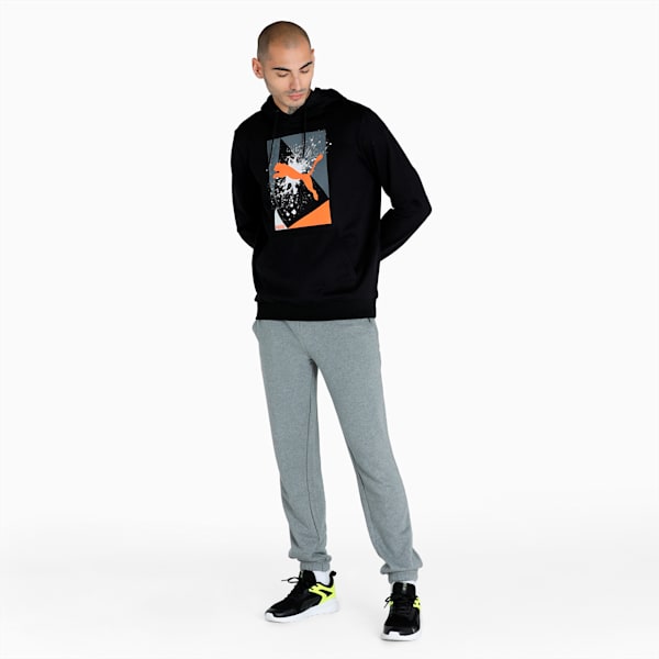 Graphic Men's Regular Fit Hoodie, Puma Black, extralarge-IND
