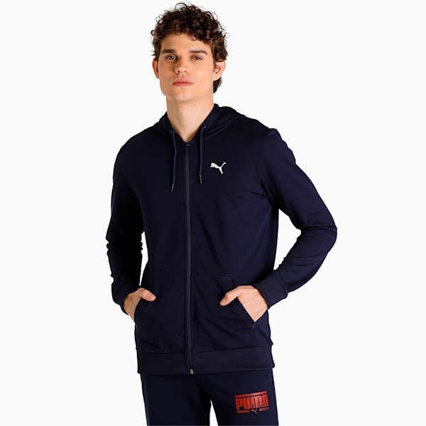 Back Graphic Slim Fit Full-Zip Men's Sweat Jacket, Peacoat, extralarge-IND