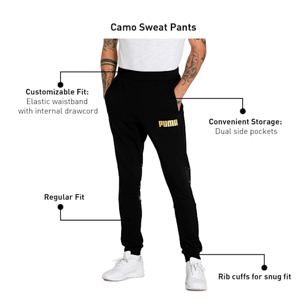 Camo Men's Sweat Pants, Cotton Black, extralarge-IND