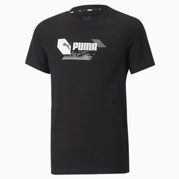 Alpha Kids' Graphic Tee, Puma Black, extralarge