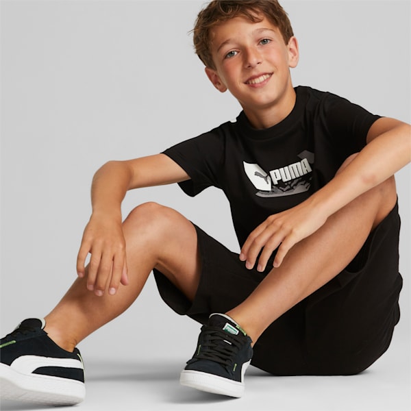 Alpha Kids' Graphic Tee, Puma Black, extralarge