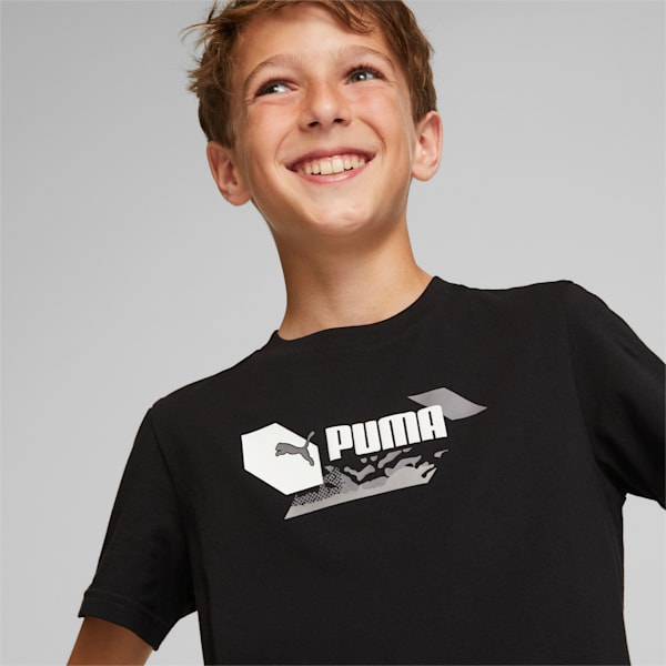 Alpha Kids' Graphic Tee, Puma Black, extralarge
