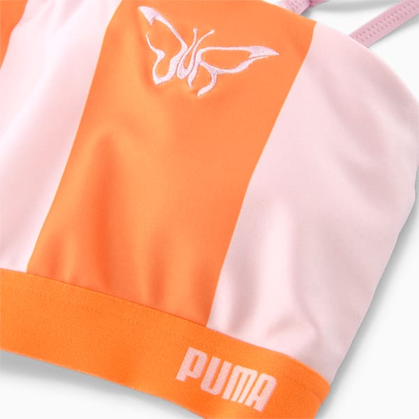 PUMA x DUA LIPA Striped Women's Bralette, Carrot-Pink Lady