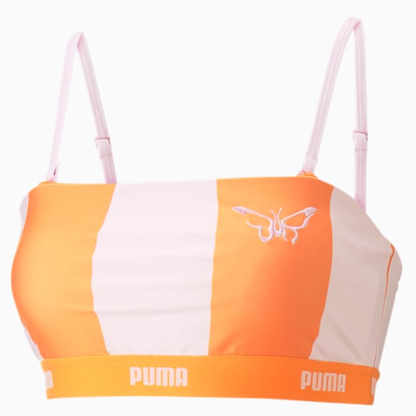 PUMA x DUA LIPA Striped Women's Bralette, Carrot-Pink Lady, extralarge