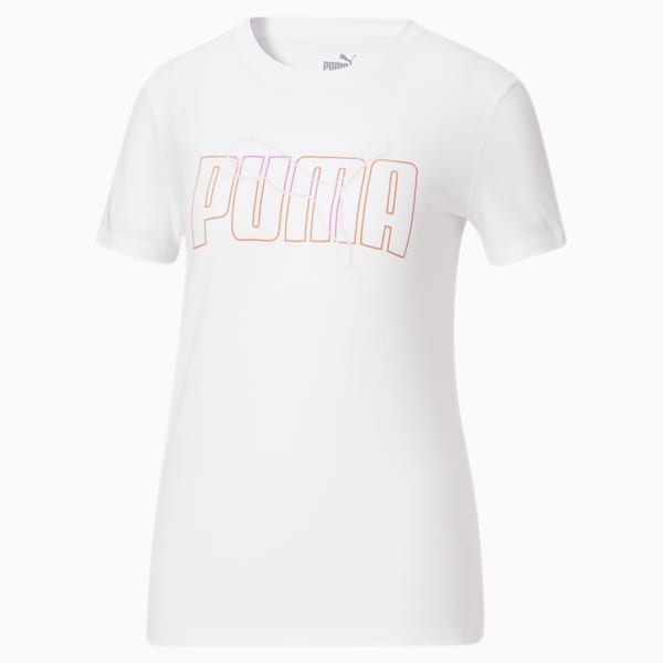 Logo Overlay Women's Graphic Tee, Puma White