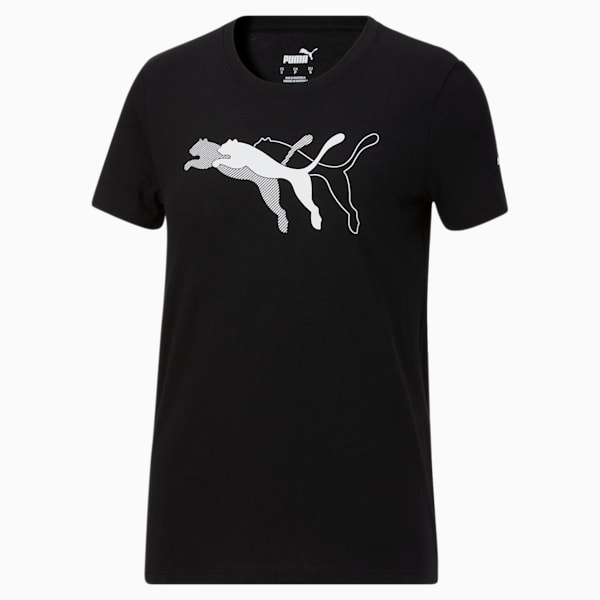 Cat Logo Overlap Women's Graphic Tee, Puma Black, extralarge