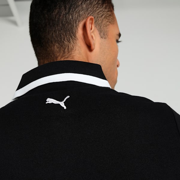 Men's Pique Tipping Slim Fit Polo, Puma Black, extralarge-IND