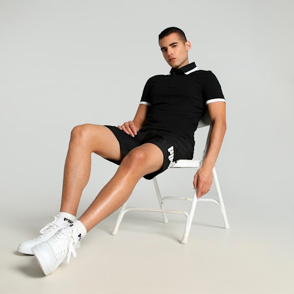 Men's Pique Tipping Slim Fit Polo, Puma Black, extralarge-IND