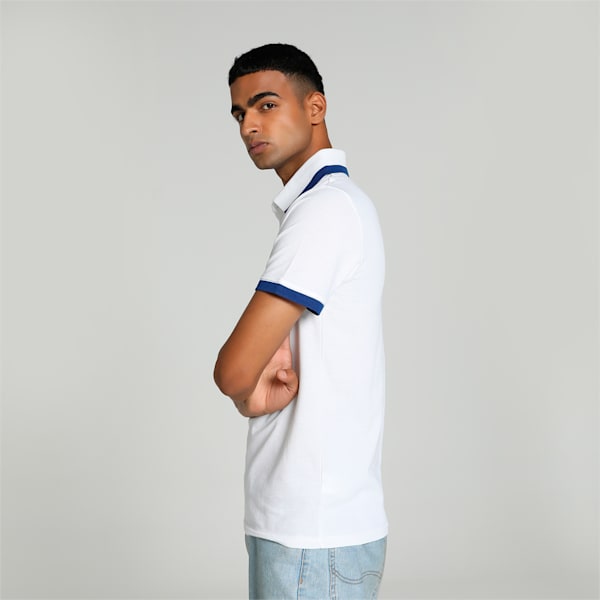 Men's Pique Tipping Slim Fit Polo, Puma White, extralarge-IND