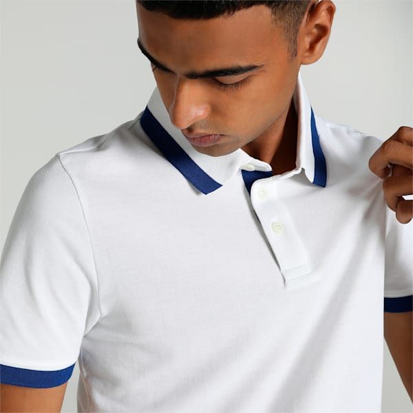 Men's Pique Tipping Slim Fit Polo, Puma White, extralarge-IND