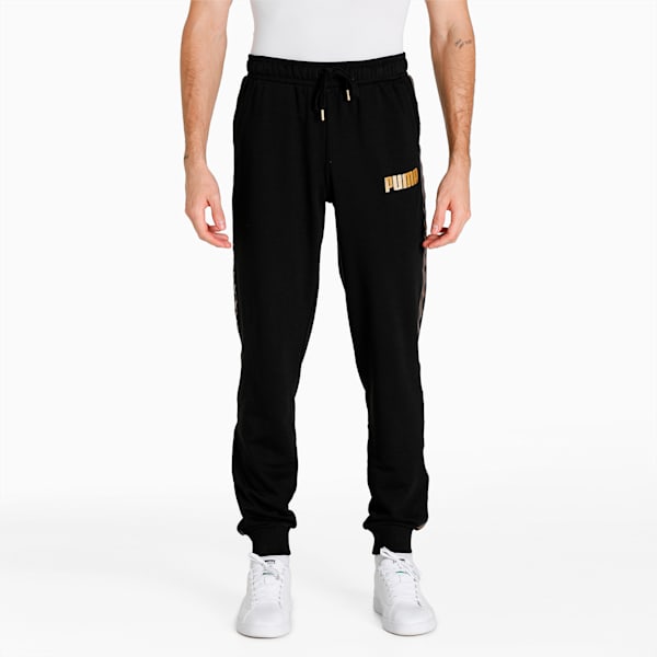 METALLIC NIGHTS Tape Men's Sweatpants, Cotton Black, extralarge-IND
