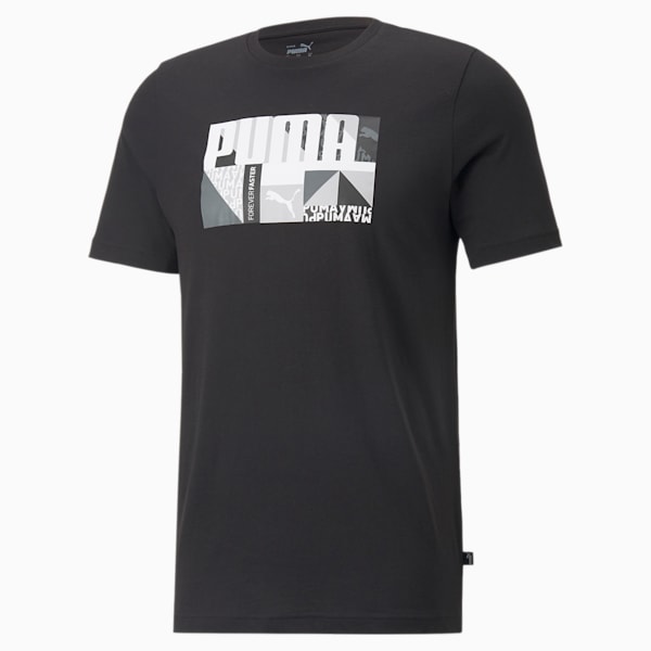 Monogram Graphic Men's T-Shirt, Puma Black
