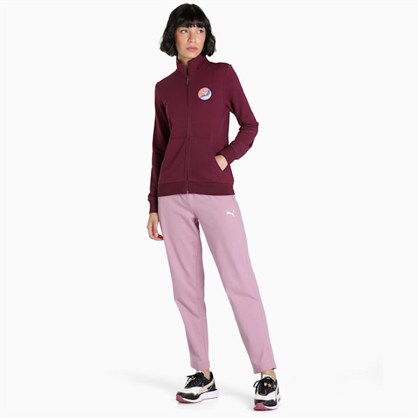 Zippered Jersey Women's Regular Fit Sweatpants, Pale Grape, extralarge-IND